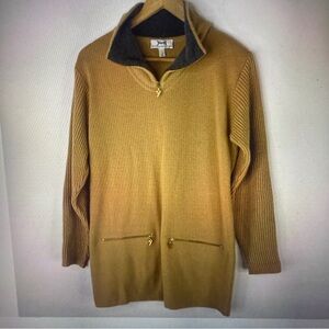 YARELL Women Tan Long Sleeve Wool Tunic Zipper neck Top Size 6